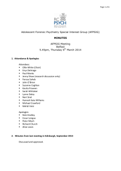 Adolescent Forensic Psychiatry Special Interest Group (AFPSIG