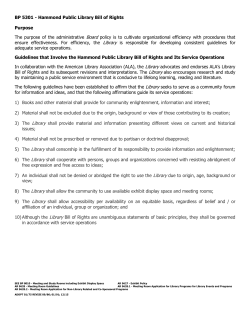 BP 5301 - Hammond Public Library Bill of Rights Purpose The