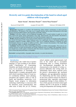 Dexterity and two-point discrimination of the hand in school