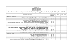 CHEM 1004 Descriptive Chemistry Fall 2010 (Buckley) Learning