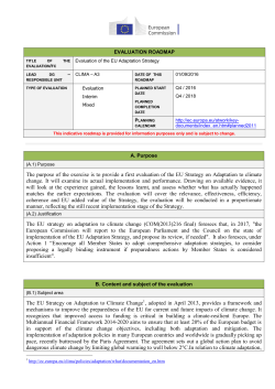 indicative roadmap for the evaluation of the EU Adaptation Strategy