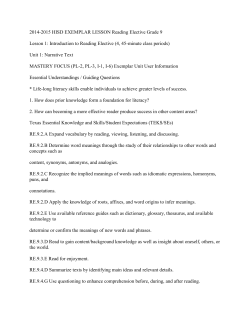 2014-2015 HISD EXEMPLAR LESSON Reading