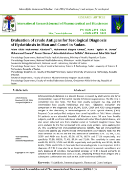 Evaluation of crude Antigens for Serological Diagnosis of