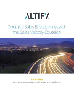 Optimize Sales Effectiveness with the Sales Velocity Equation