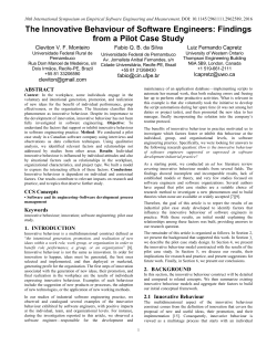 The Innovative Behaviour of Software Engineers