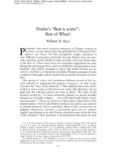 Pindar`s "Best is water": Best of What?
