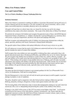 Care and Control Dec 2016 - Sibsey Free Primary School