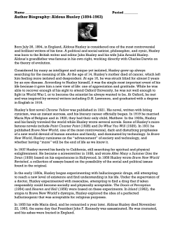 Author Biography: Aldous Huxley (1894-1963)
