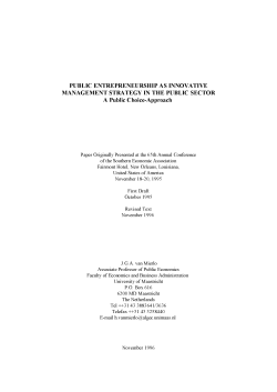 PUBLIC ENTREPRENEURSHIP AS INNOVATIVE MANAGEMENT