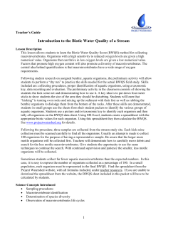 Determining the Biotic Water Quality of a Stream - SUNY-ESF