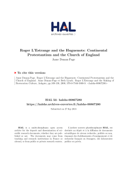Roger L`Estrange and the Huguenots: Continental - HAL