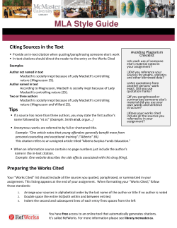 MLA Style Guide - McMaster Library