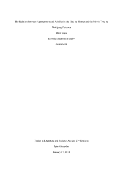 The Relation between Agamemnon and Achilles in the Iliad by