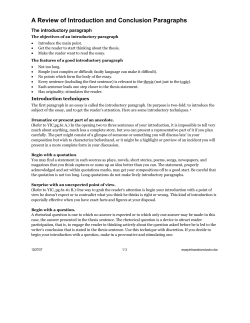 A Review of Introduction and Conclusion Paragraphs