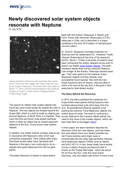Newly discovered solar system objects resonate with