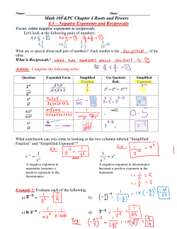 Negative Exponents and Reciprocals key