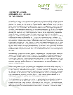 convocation address, september 1, 2012