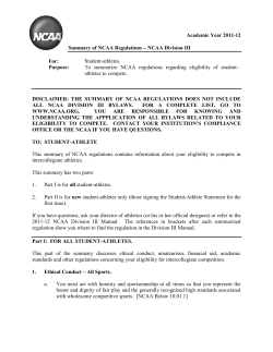 Summary of NCAA Regulations Division I