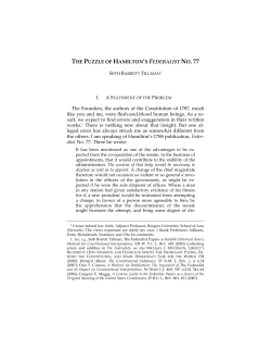THE PUZZLE OF HAMILTON`S FEDERALIST NO. 77 I. A S The