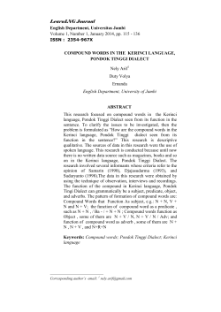 COMPOUND WORDS IN THE KERINCI LANGUAGE, PONDOK