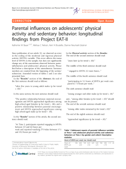 Parental influences on adolescentsL physical activity and sedentary