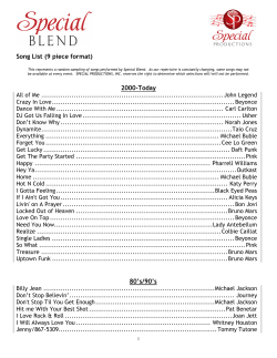 Song List - Special Productions
