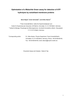 Optimization of a Malachite Green assay for detection of ATP