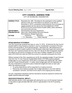 Discussion of Res. No. 389 &ndash; Potential Levy Lid Lift Renewal