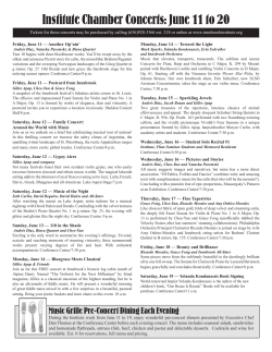 Institute Chamber Concerts: June 11 to 20