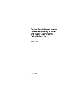 Foreign Penetration of Japan`s Investment-Banking