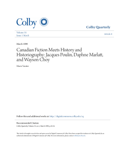 Canadian Fiction Meets History and Historiography: Jacques Poulin