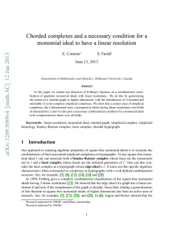 Chorded complexes and a necessary condition for a monomial ideal