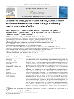 Correlations among species distributions, human density and