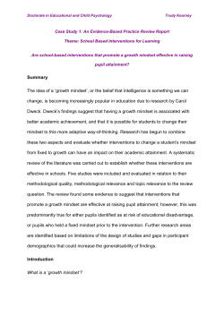 Are school-based interventions that promote a growth mindset