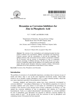 Hexamine as Corrosion Inhibitors for Zinc in Phosphoric Acid