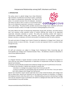 Interpersonal Relationships among Staff, Volunteers and Clients
