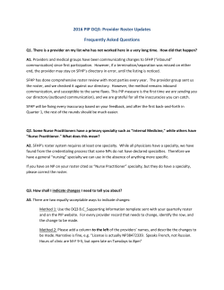 2016 PIP DQ3: Provider Roster Updates Frequently Asked Questions