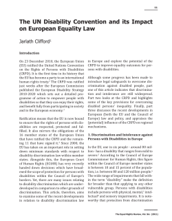 The UN Disability Convention and its Impact on European Equality