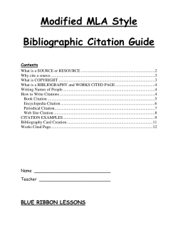 Modified MLA Style Bibliographic Citation Guide