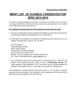 merit list of eligible candidates for spdc 2013-2014