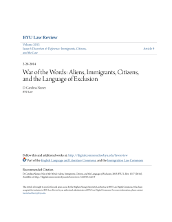 War of the Words: Aliens, Immigrants, Citizens, and the Language of