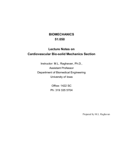 BIOMECHANICS 51:050 Lecture Notes on Cardiovascular Bio