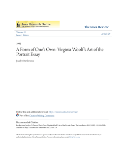 A Form of One`s Own: Virginia Woolf`s Art of the Portrait Essay