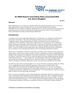 An HSUS Report-Food Safety Risks Associated With U.S. Horse