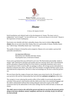 1 Early humiliation and ridicule leads to the development of shame