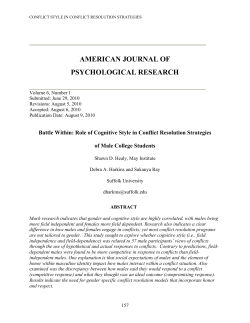 Role of Cognitive Style in Conflict Resolution Strategies of Male