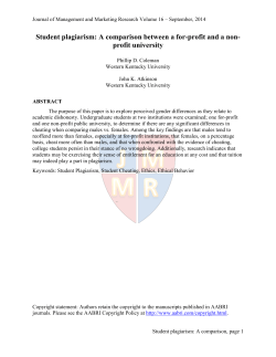 Student plagiarism: A comparison between a for-profit and a