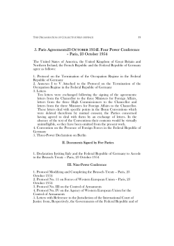 5. Paris Agreements23 OCTOBER 1954I. Four Power Conference