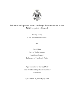 Information is power: recent challenges for committees in the NSW