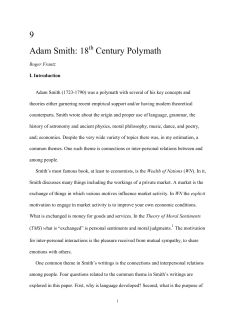 Adam Smith - Dr.Roger Frantz-Department of Economics at SDSU